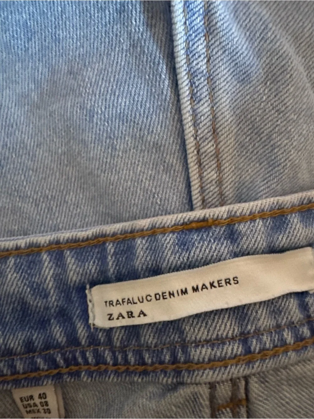 Zara Light Blue Distressed Denim Shorts